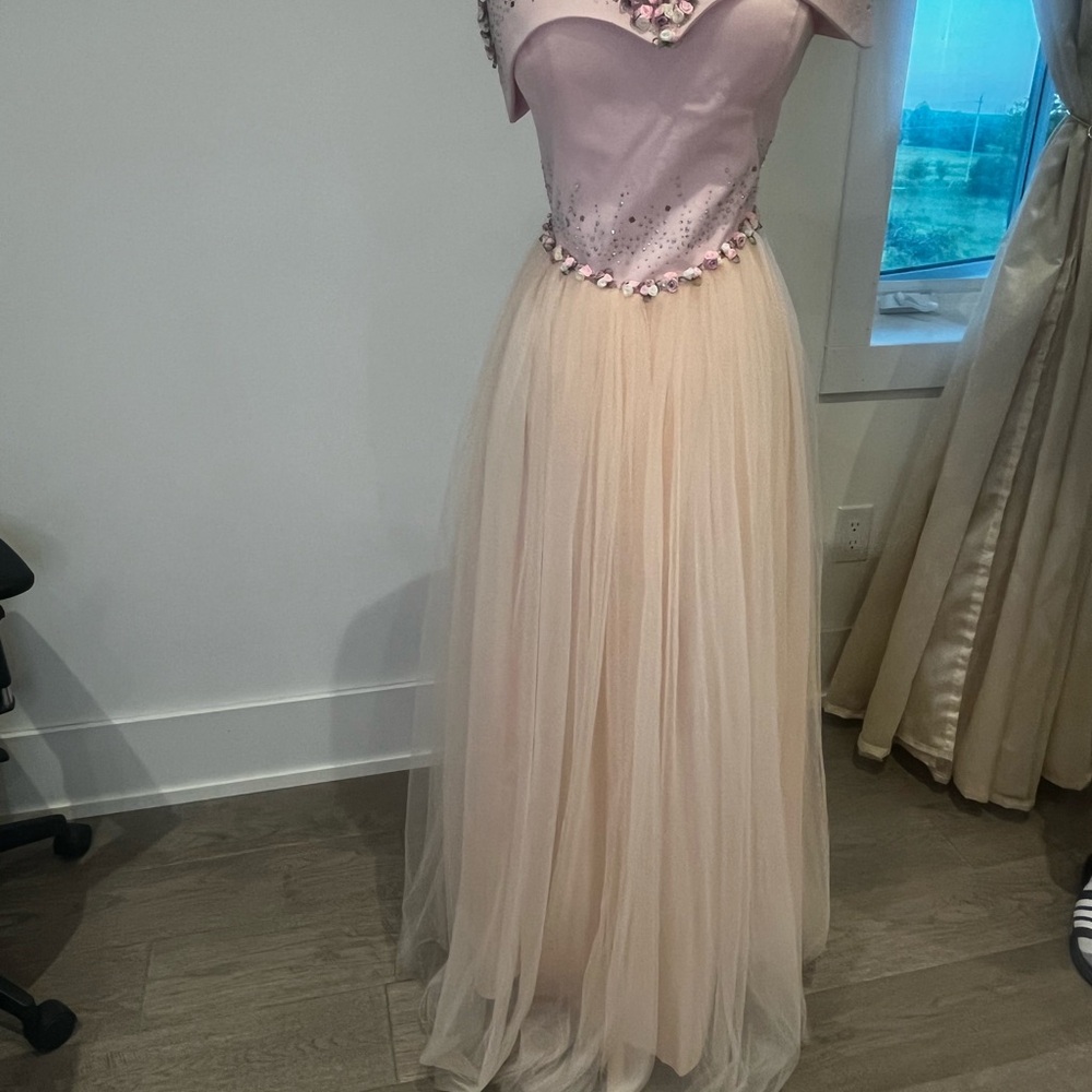 Elegant Pink and Cream Gown
